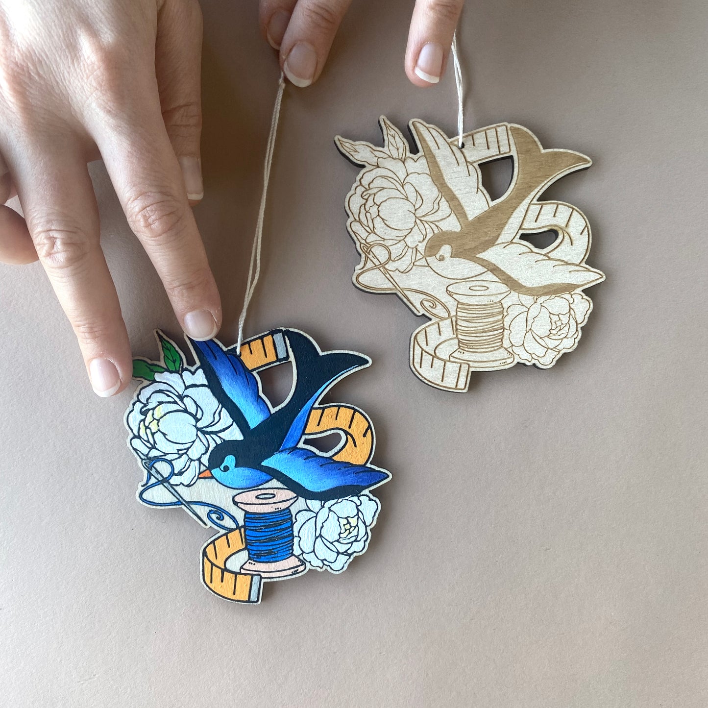 Stitch in Flight – Tattoo-Inspired Swallow Ornament
