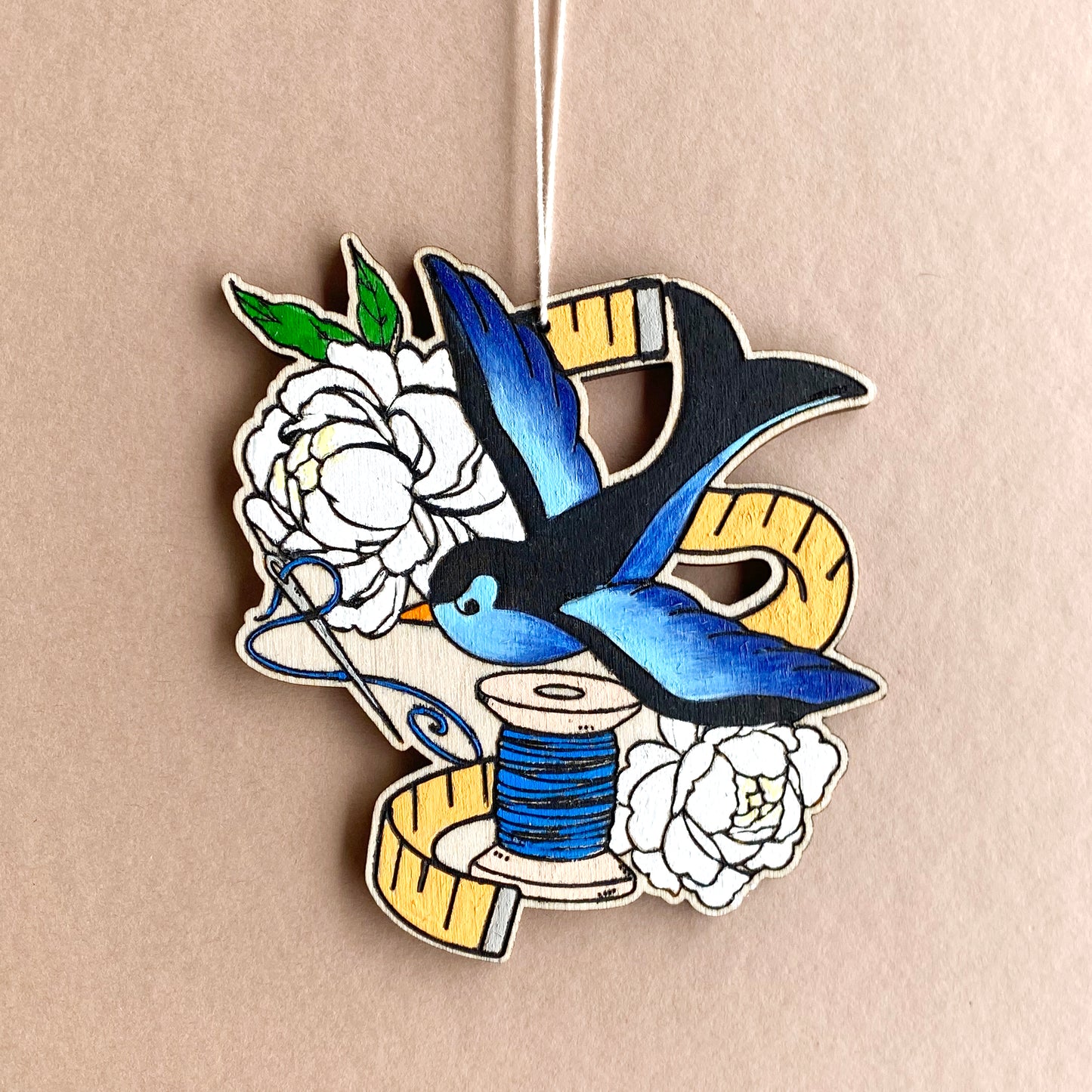 Stitch in Flight – Tattoo-Inspired Swallow Ornament