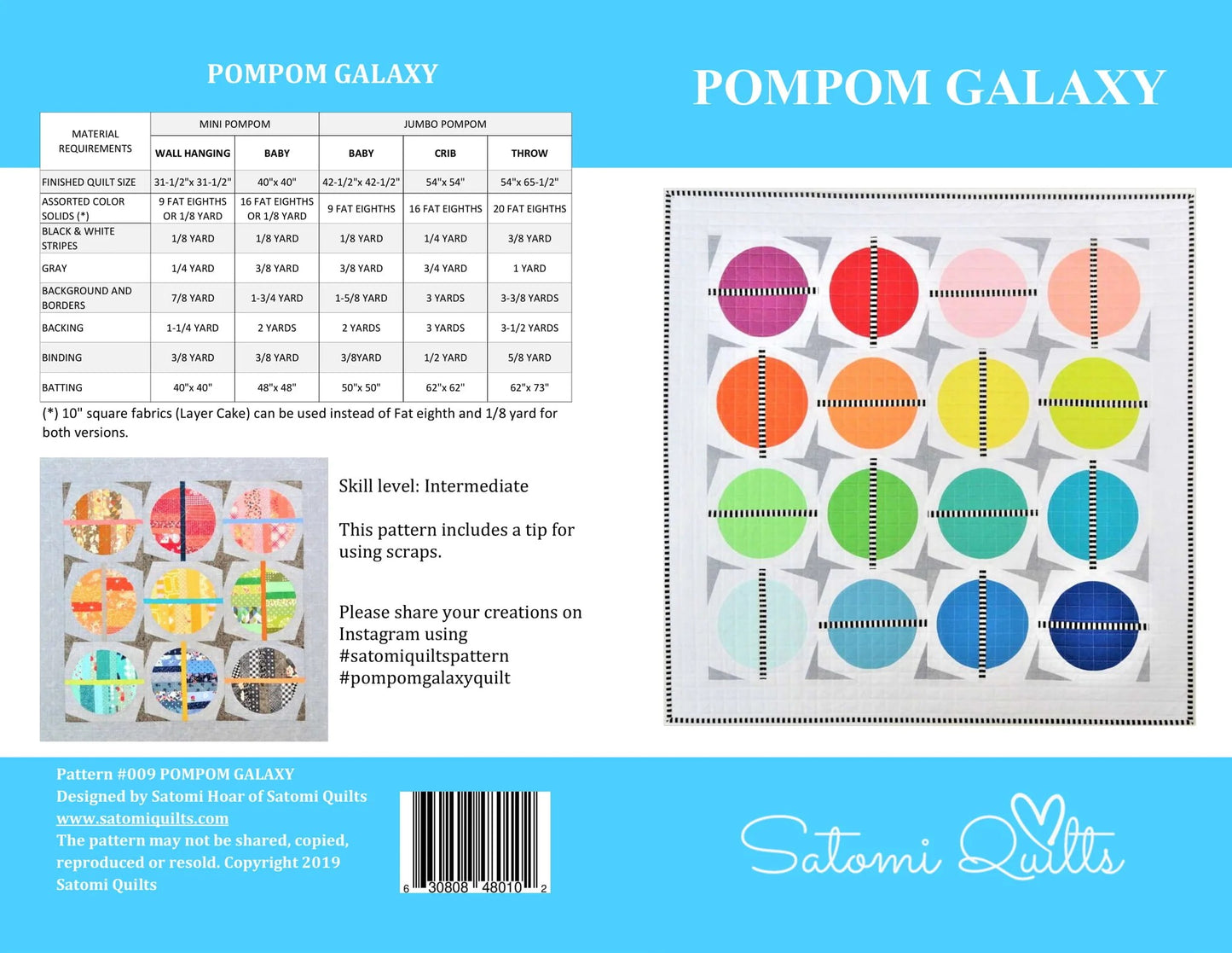 Pompom Galaxy Quilt Pattern by Satomi Quilts