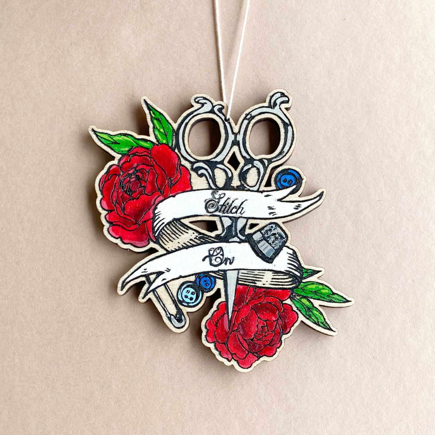 Stitch On – Tattoo-Inspired Scissors Ornament