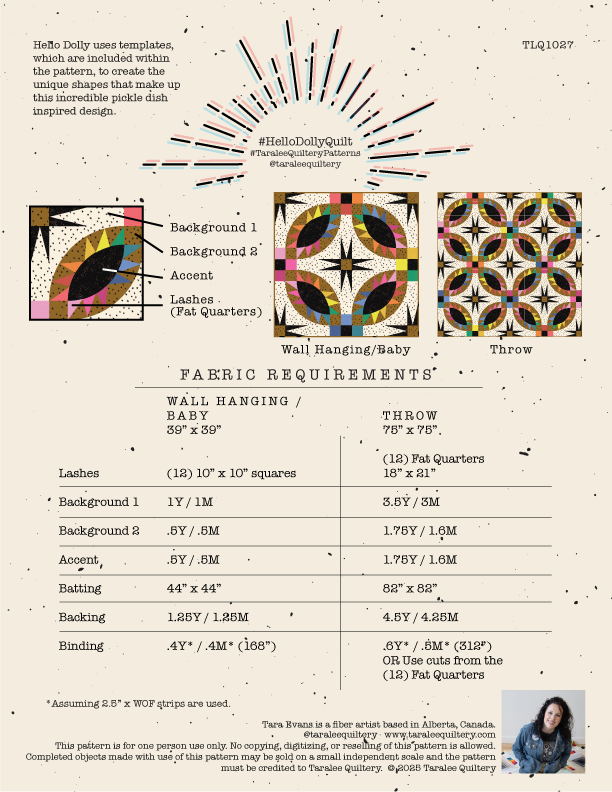 Hello Dolly Template Set by Taralee Quiltery