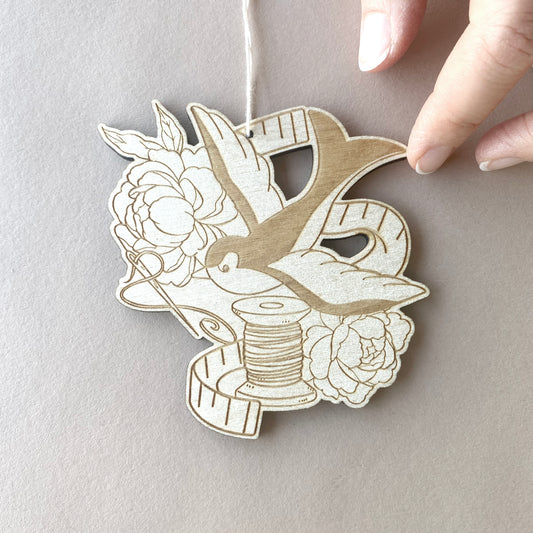 Stitch in Flight – Tattoo-Inspired Swallow Ornament
