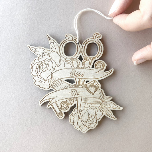 Stitch On – Tattoo-Inspired Scissors Ornament